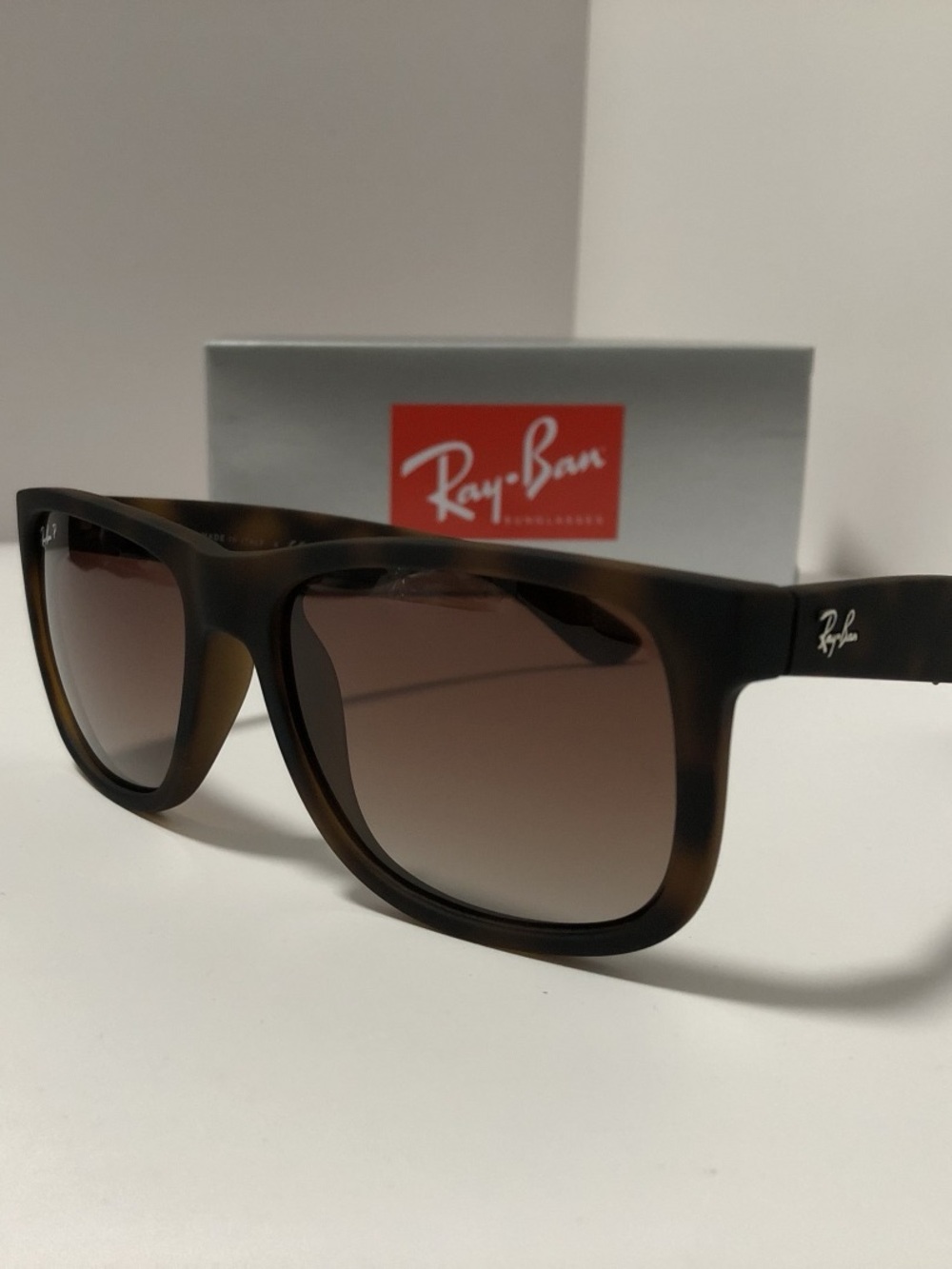 NWOT RB4165 JUSTIN Polarized Sunglasses 55-16 Tortoise Frame Brown Gradient